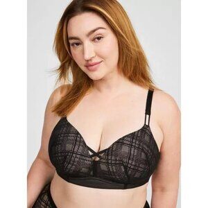 Torrid Black Lace Wire-Free Push-Up Bra 42DD With 360° Back Smoothing Design